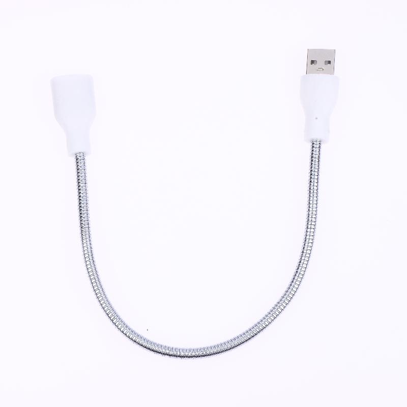 Przedłużacz USB z lampką LED i wentylatorem Zasilacz Adapter Kabel męski na żeński Elastyczny przewód w metalowym oplocie Do lampki biurkowej Lampki nocnej