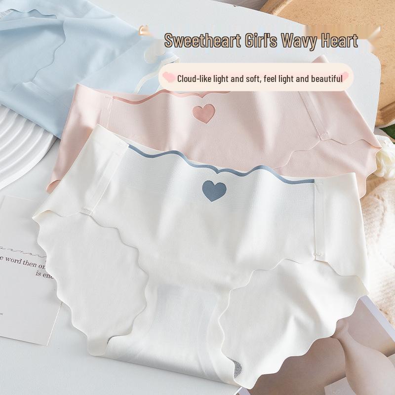 Women's Seamless Antibacterial Cotton Panties: Peach Heart Ice Silk, Mid-Waist, Sexy Triangle for Teens