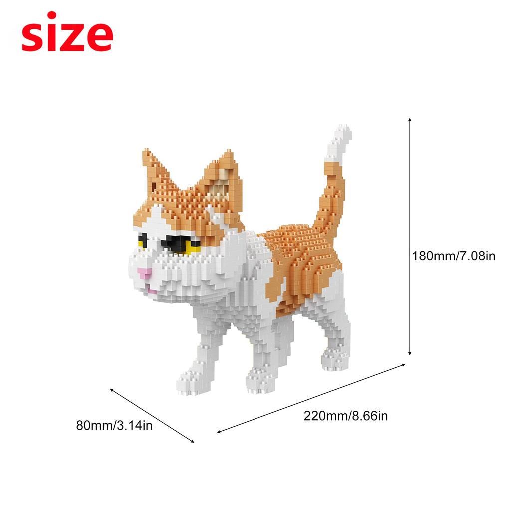 Andux Space Mini Building Block Animal DIY Micro 3D Building and White Set, Toy, KLJM-05 (Orange Cat; 1390pcs)
