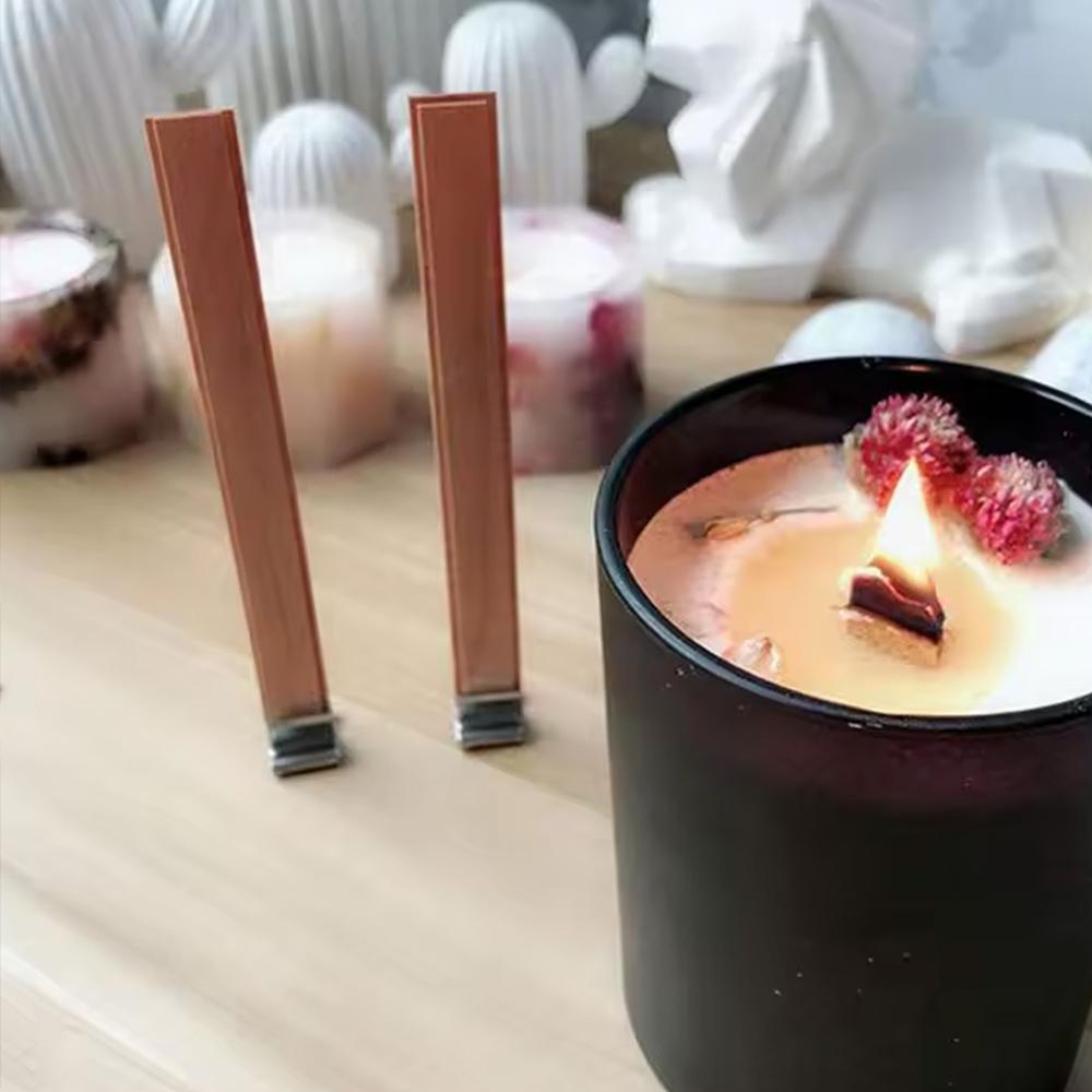 30Pcs Wooden Candles Wick with Metal Base Set Wick Clip for DIY Candle Making