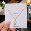 Luxury Full Zircon Red Crystal Pendant Necklace For Women Titanium Steel Girls Couple Lady Gift Fashion Jewelry