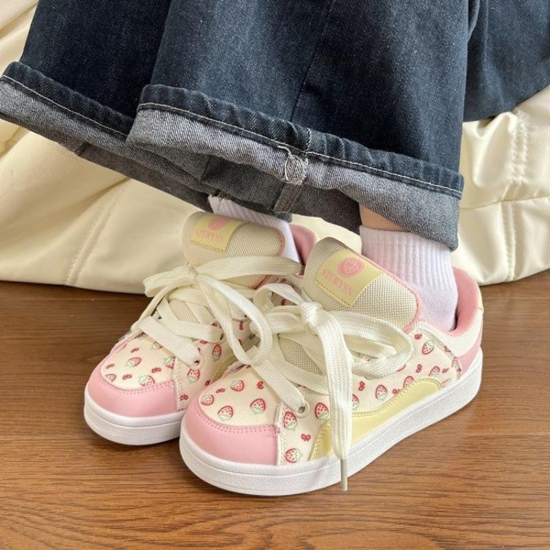 Strawberry Women Sneakers Low-top Korean Pink Sweet Womens Sports Shoe Versatile Casual Female Shoes Comfortable Women's Shoes