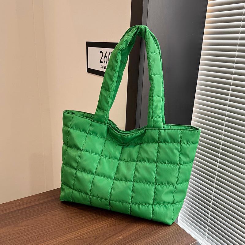 Autumn and Winter Soft Quilted Cotton Clothes Hand Bag Large Capacity Commuting Portable Tote Bag Shoulder Armpit Bag