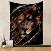 Lion and Human Duality with Thorn Crown Patterned Tapestry Decorative Wall Hanging, Home Bedroom Living Room Decor
