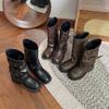 Inner heightening belt buckle stacking boots new old retro western cowboy fashion boots small size 33