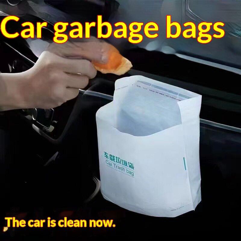 100Pcs Portable Self Adhesive Disposable Car Trash Bags Leak Proof Garbage Pouches for Travel Outdoor Trips