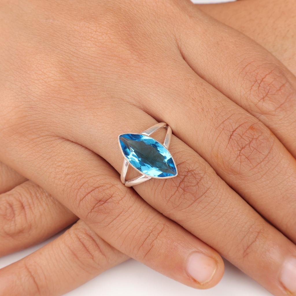 Tanzanite Gemstone 925 Sterling Silver Jewelry Handmade Engagement Ring For Gift RR-23-5