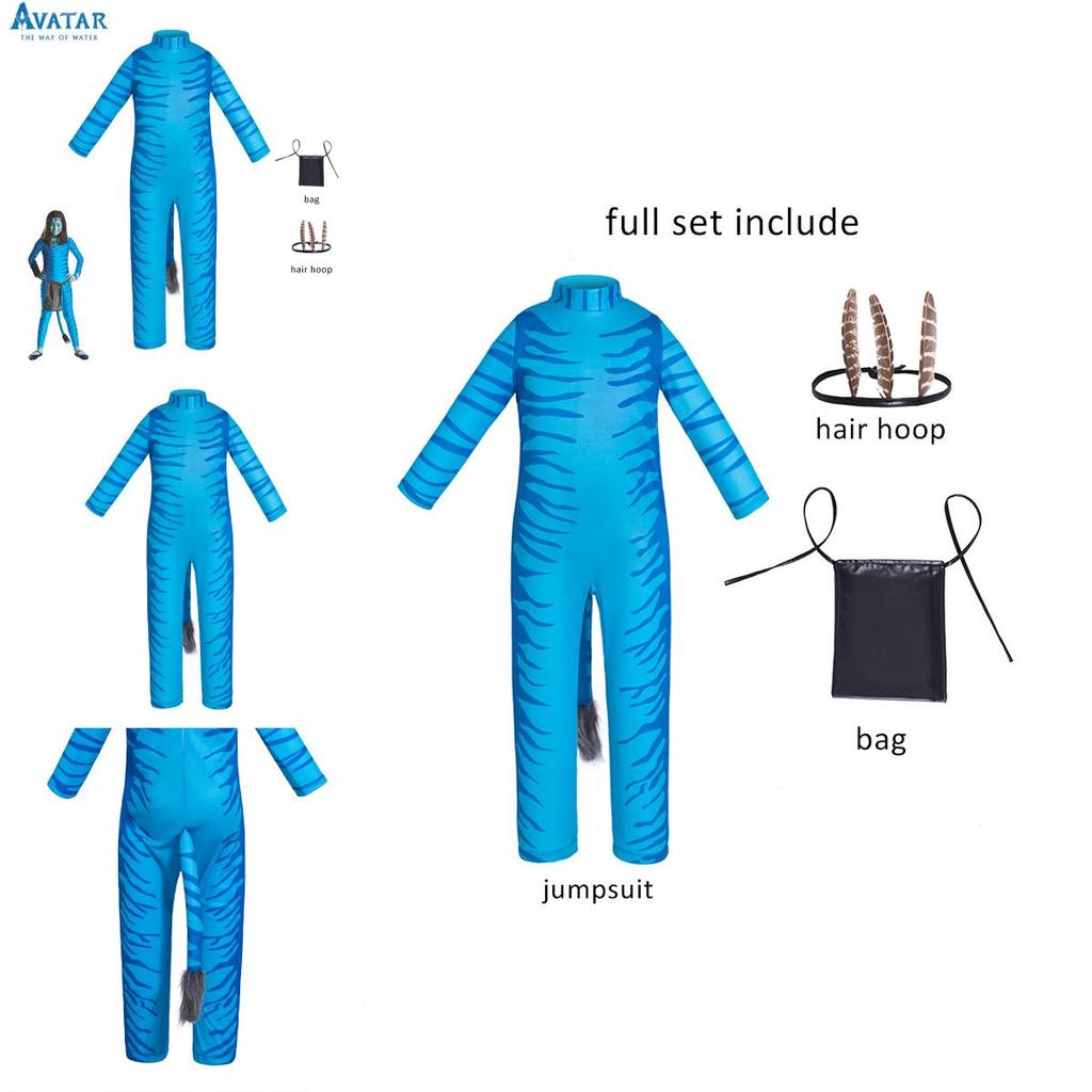 Exquisite Avatar Cosplay Suit For Halloween Party Unisex Kids Jumpsuit Set