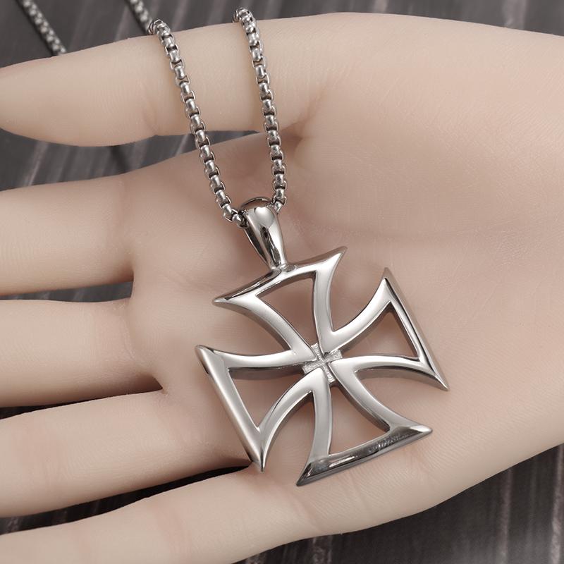 Vintage Templar Cross Necklace for Men Women Crusader Paladin Spiritual Lord's Prayer Pendant