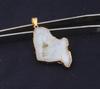 Large Raw White Druzy Gemstone Pendant, Electroplated Raw Pendant, Raw Crystal Necklace, Birthstone Gift Pendant, Raw Gemstone Pendant