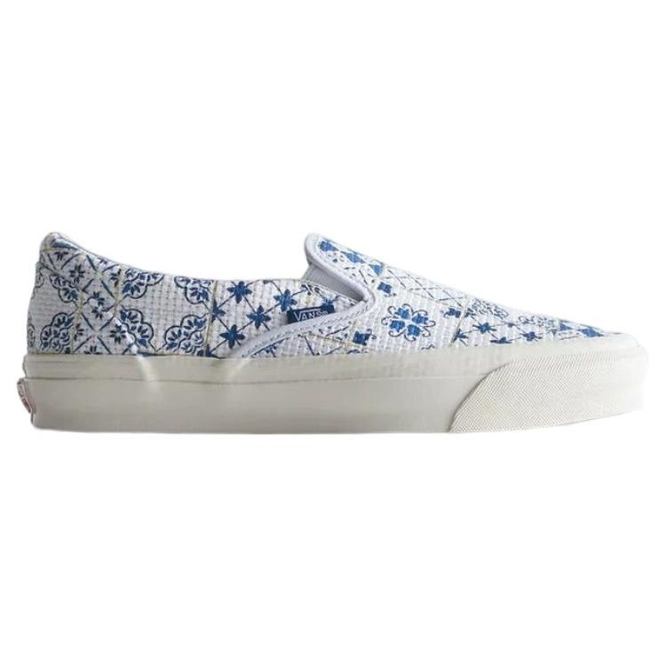 Kith X Vans OG Classic Slip-On LX Azulejo Tile Unisex Sneakers White VN0A32QNWHT
