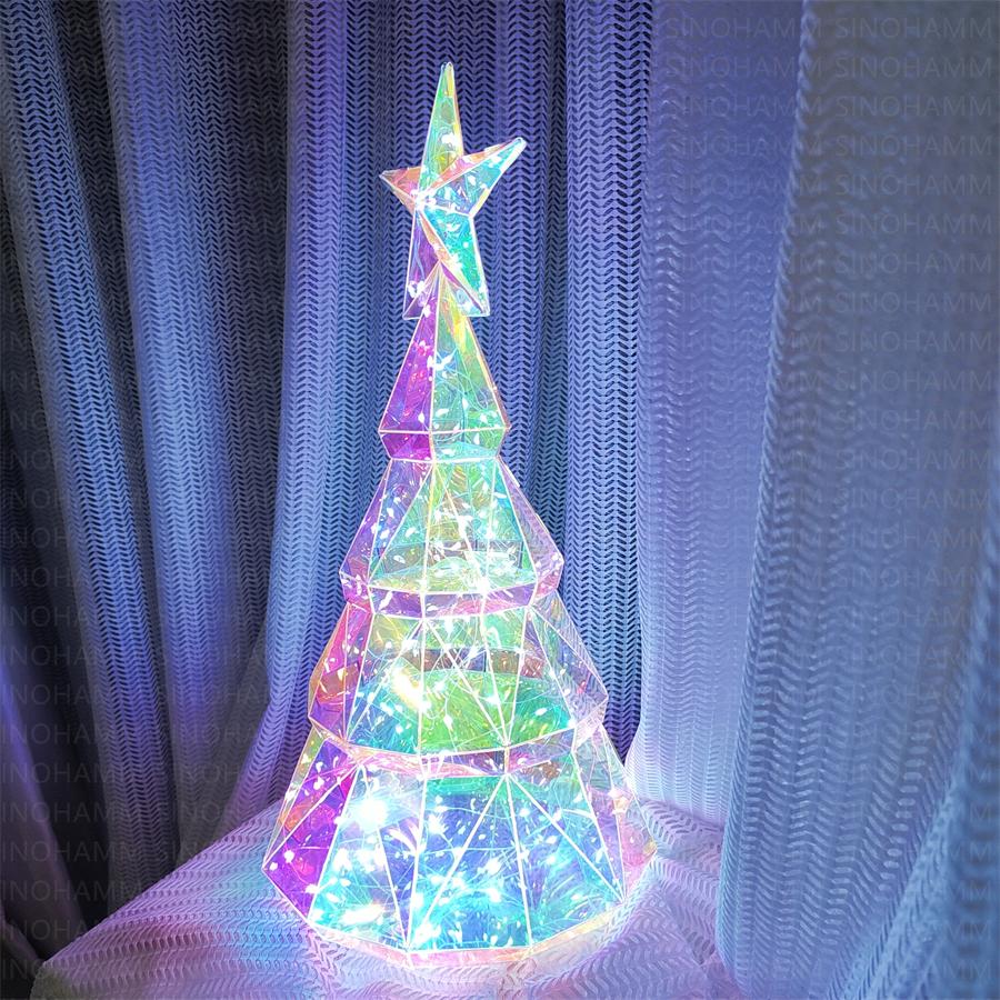 LED Christmas Tree Table Lamp Iridescent Colorful Bedroom Decorations USB LED 2025 room decor Lighting for Home xmas