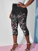 Rosegal Plus Size Capri Leggings med høy stige blomsterprint