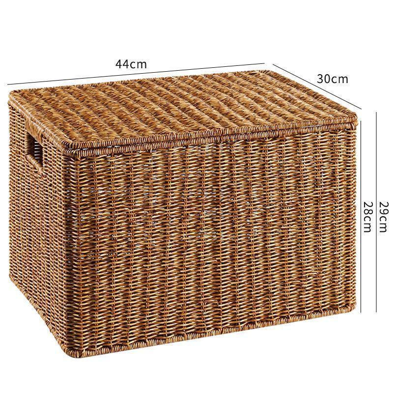 Extra großer Aufbewahrungskorb aus geflochtenem Rattanimitat mit Deckel für Kleidung