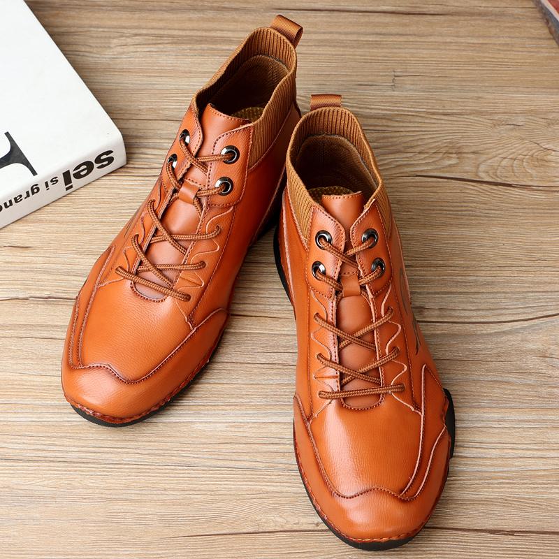 Men's Original Shoes Snow Boots Leather 2025 Winter New Ankle Boots Warm Plush Casual Cotton Boots Fashionable Walking Shoes