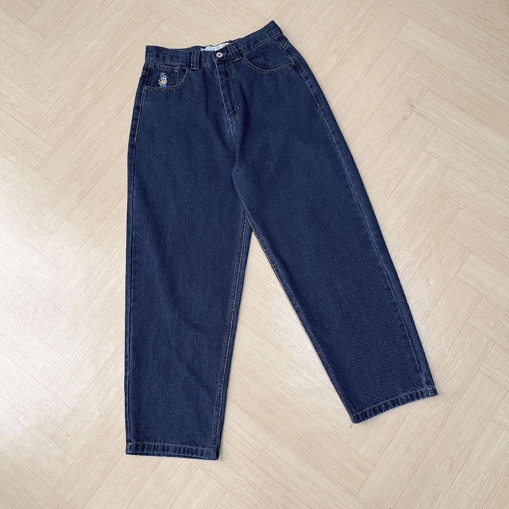 Streetwear Jeans Black Straight Leg Casual Denim Pants High Street Style