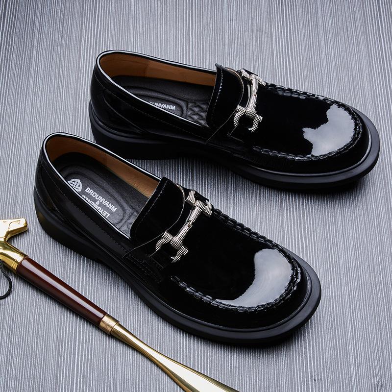 Men'S Soft-Soled One-Pedal Leather Shoes, Business Casual Men'S Shoes, Trendy Loafers, Soft Leather, Trendy Bright Leather Shoes, Men'S