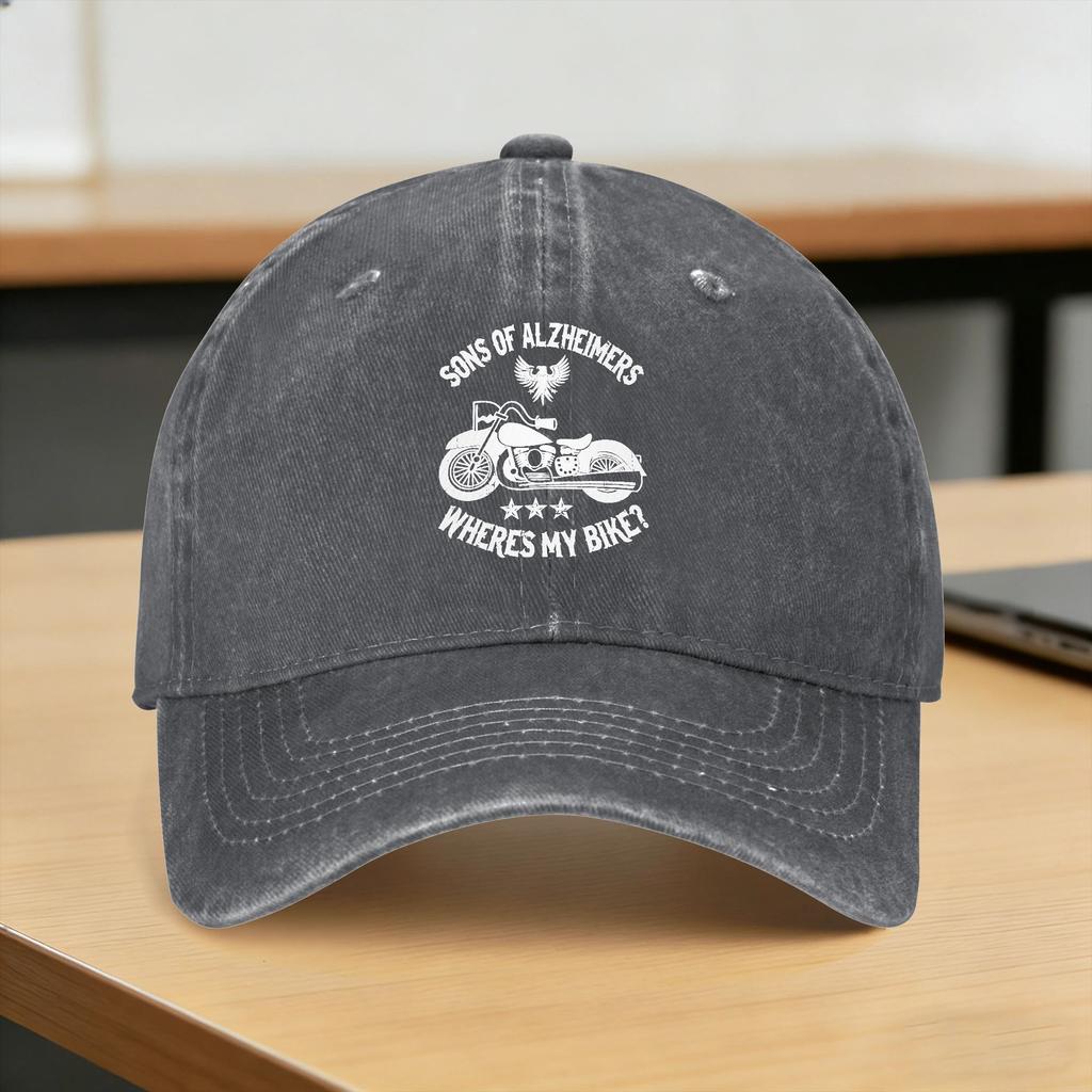 Biker Sons Alzheimers Wheres My Bike Sun Baseball Cap  Unisex Men Design Trucker Hat Summer Fashion Kpop  Baseball Caps