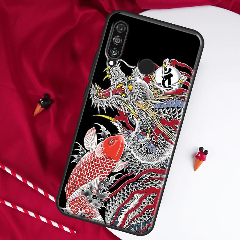 Japanese Dragon Style For Huawei Nova Y61 Y70 Y90 Y60 Y72 Y91 12s 12i 11i 7i 8i 9 10 SE P60 Pro P30 P40 Lite Case