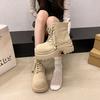 Thick-soled heightened and thin Martin boots women's shoes, new British style retro lace-up short boots in autumn and winter 2025