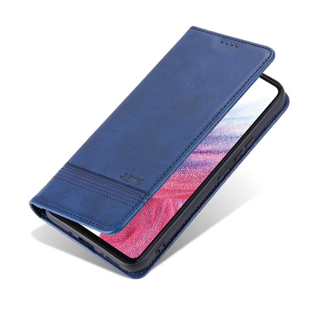 AZNS For Samsung Galaxy A34 5G Anti-drop Cowhide Texture Phone Case Stand Wallet PU Leather Magnetic Auto-absorbed Protective Folio Flip Phone Cover