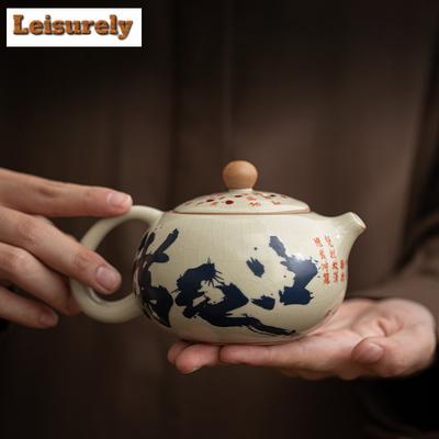 230ml Teiera Imitazione Song Ru Kiln Estetica Man Jianghong Xishi Pentola Bollitore per Preparare il Tè con Infusore Tè Bianco Artigianato