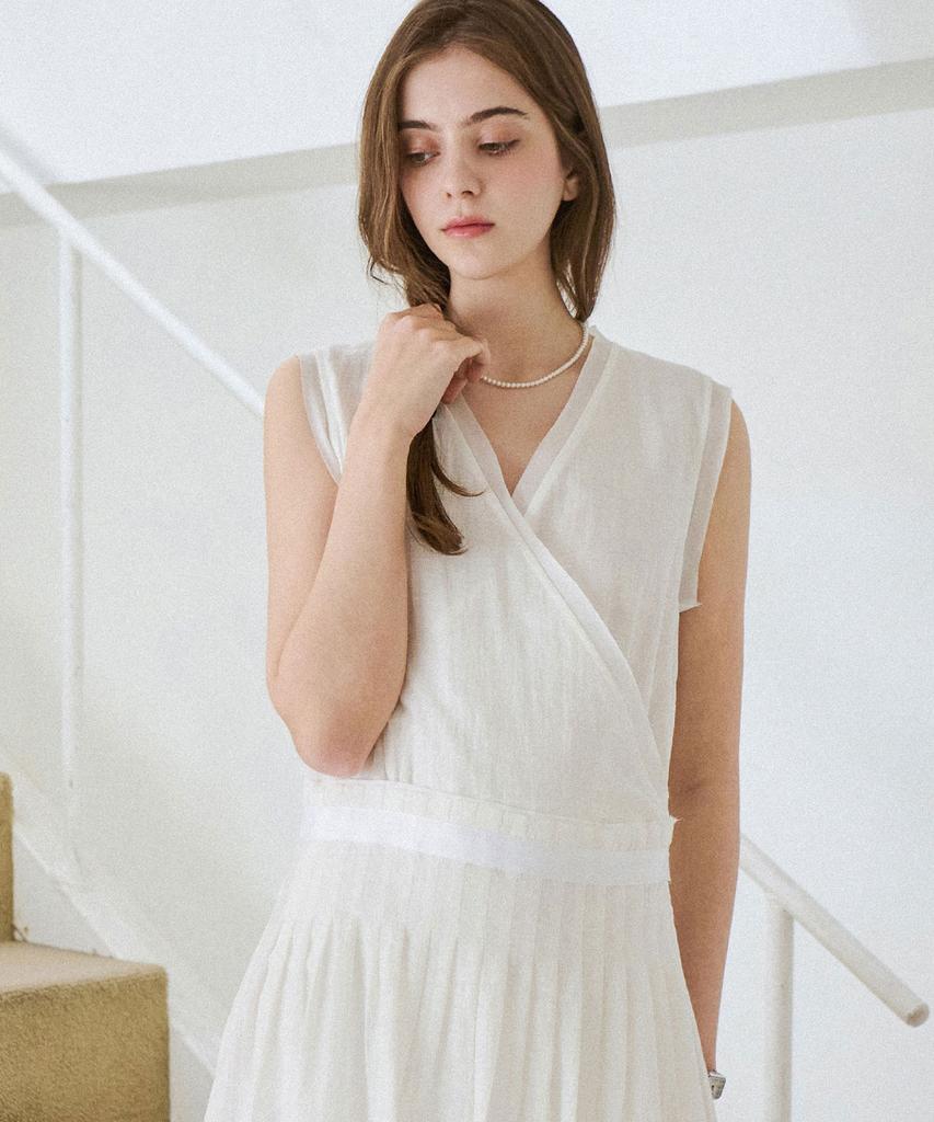 Slow Lolly Soft Wrap Sleeveless Dress_2 Colors