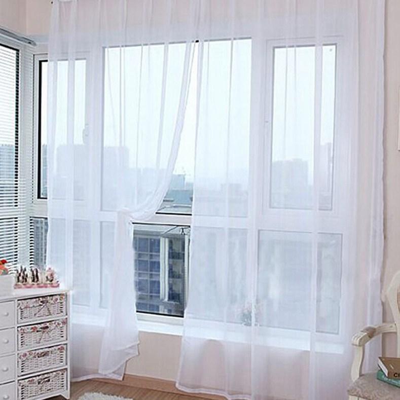 1 Pcs Colorful Sheer Tulle Curtains Polyester Solid Color Rod Pocket Curtain For Bedroom Kitchen Living Room Kid Room Classroom