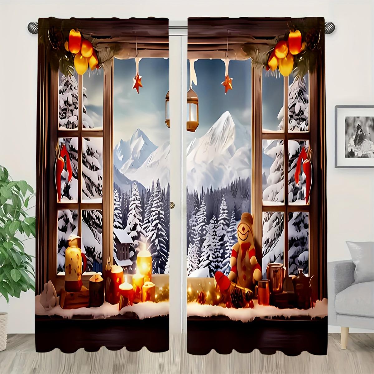 

2 шт. Элегантные деревянные шторы с принтом на дверь с карманом для карниза для гостиной, спальни, кухни и кафе, декор окна смягчает вид 100W130H(CM)40x51in&Grommet Top