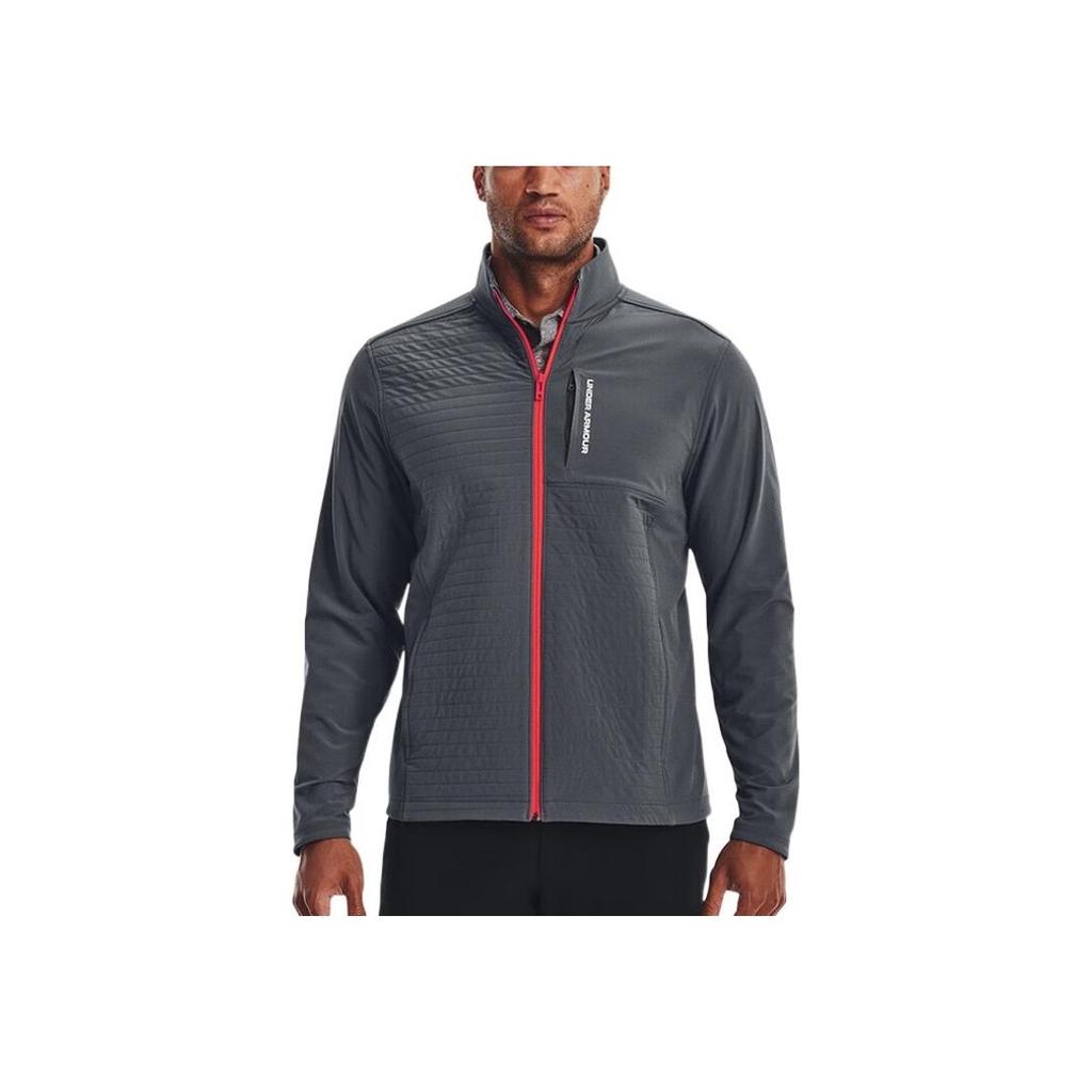 Under Armour Storm Revo Jacket Solid Color Printed Letter Logo Zip Stand Collar Men Jacket Gray 1373407-012
