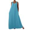 Plus Size Summer Solid Color Dress with Side Pockets (European and American Style)