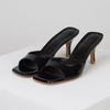 Fashion 2025Womens Summer New Style Simple Solid Color Fashion Square Toe Sandals PU Leather Outdoor Casual Party Dress Women's Slippers
