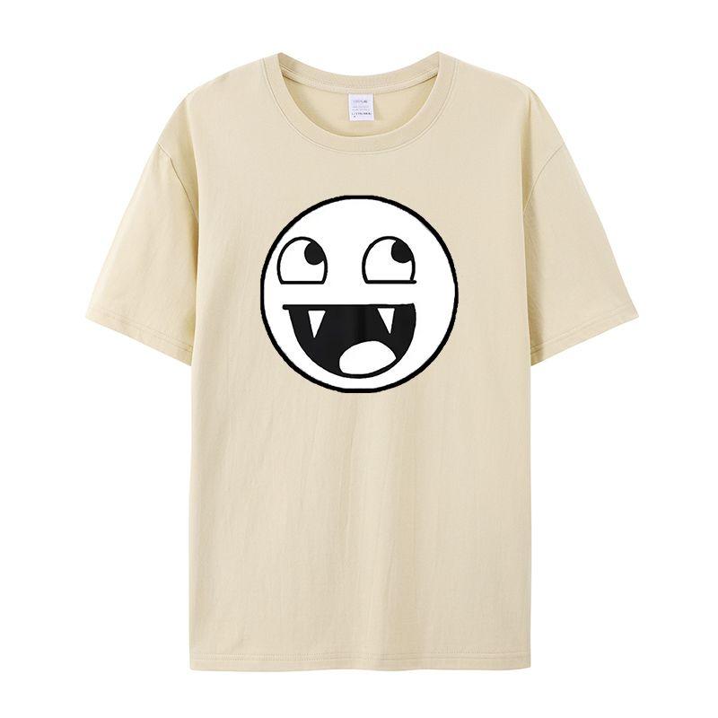 2026 New Fun Face Meme Wacky Print High Quality Mens Short Sleeve Crew Neck Breathable Comfortable Loose Tee