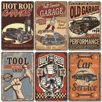Klassische Garage Poster Vintage Metall Zeichen Auto Service Metall Zinn Zeichen Retro Plaque Garage Werkzeug Shop Wand Kunst Dekor