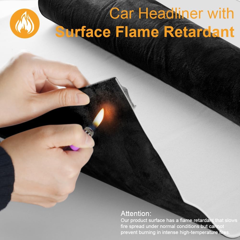 Auto Suede Headliner Fabric Material With Foam Backing, 54" L × 60" W Automotive Interior Roof Replacement Upholstery Fabric For Car Truck SUV RV