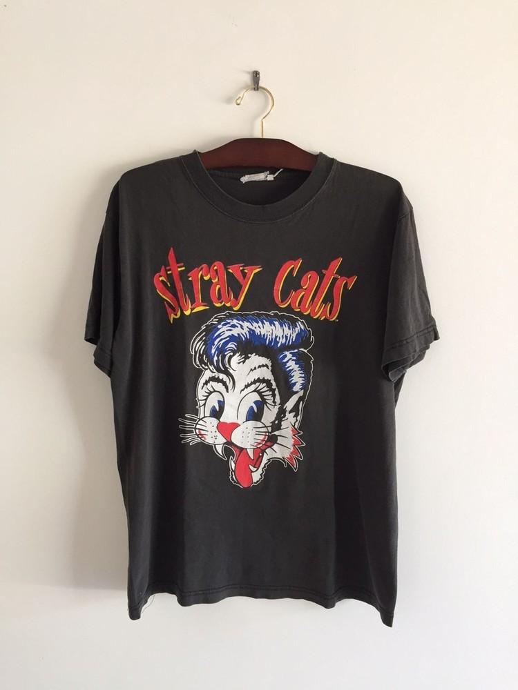 

Stray Cats Tshirt Graphic Black Classic Cotton T-shirt Unisex S-5XL Unisex T-Shirt XL
