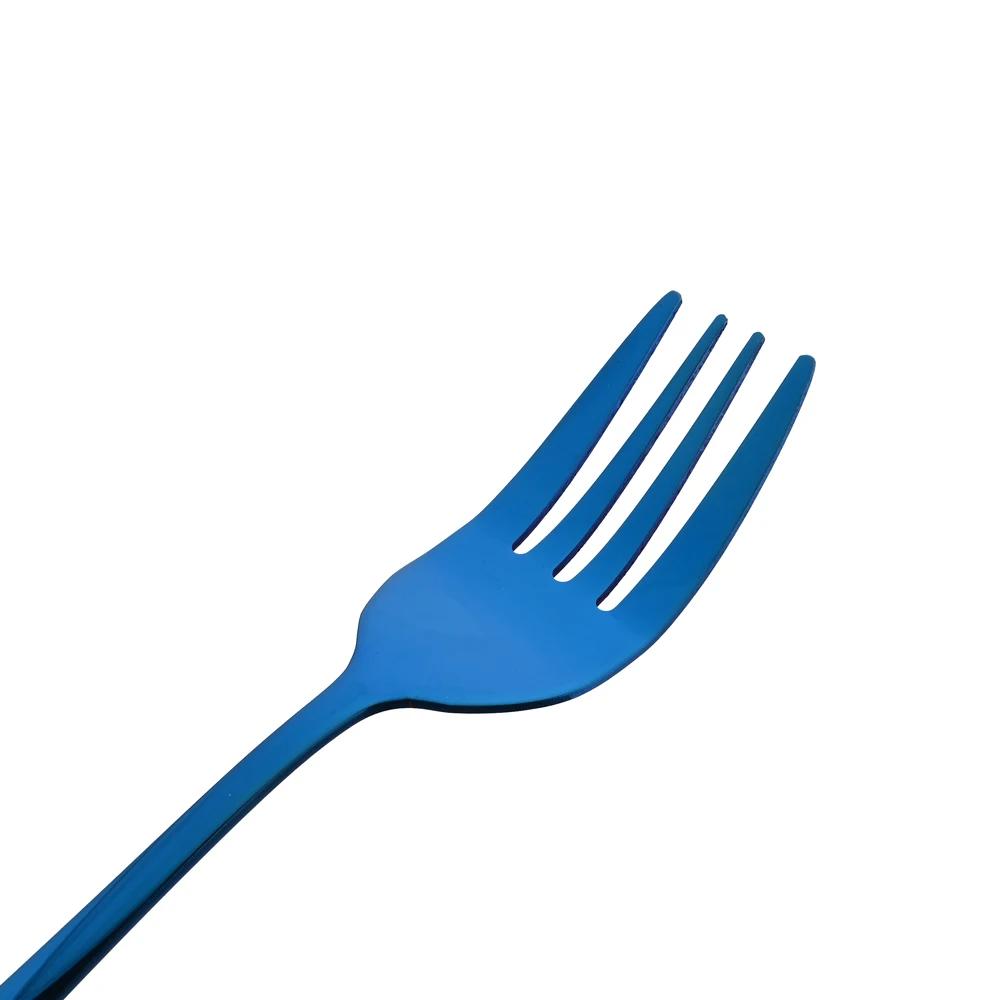 7Pcs  Stainless Steel Blue Dinnerware Set Soup Spoon Colander Spoon Service Spoon Salad Fork Cake Spatula Kitchen Home Tableware