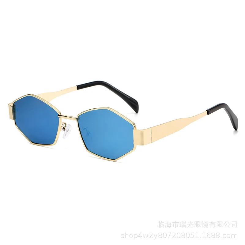 Polygonal Sturdy and Durable Metal Sunglasses Fashionable High Quality UV400 Protection Street Photography Shades Eyeglasses
