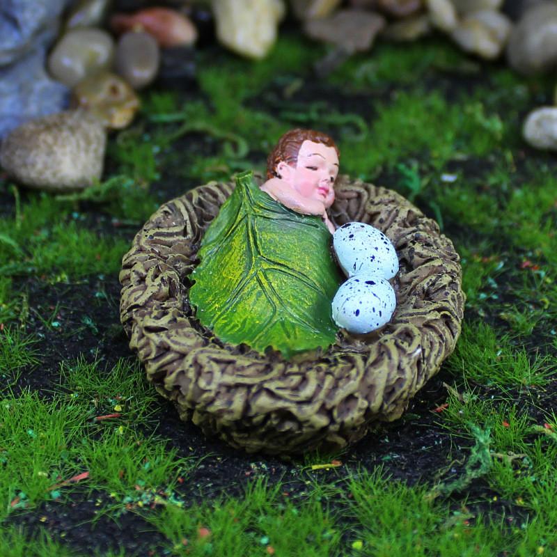 Baby Simuliertes Vogelnest Harzmodell Dekor Tischfigur Mikrolandschaft