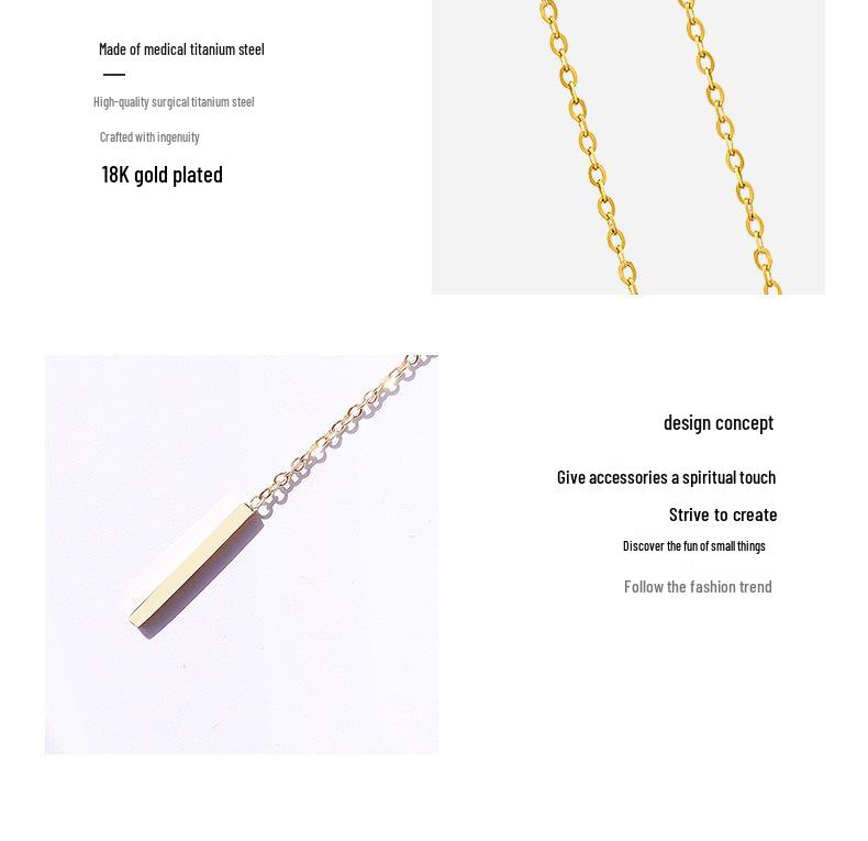 Minimalist Geometric Square Tassel Necklace - Titanium Steel Clavicle Chain, Style P819