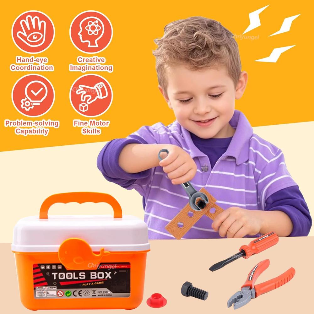 Kids Pretend Tools Kit 384142 Pcs Role Play Repair Construction Tool Kit Educational Learning Toys For Toddlersboys Girls Gift