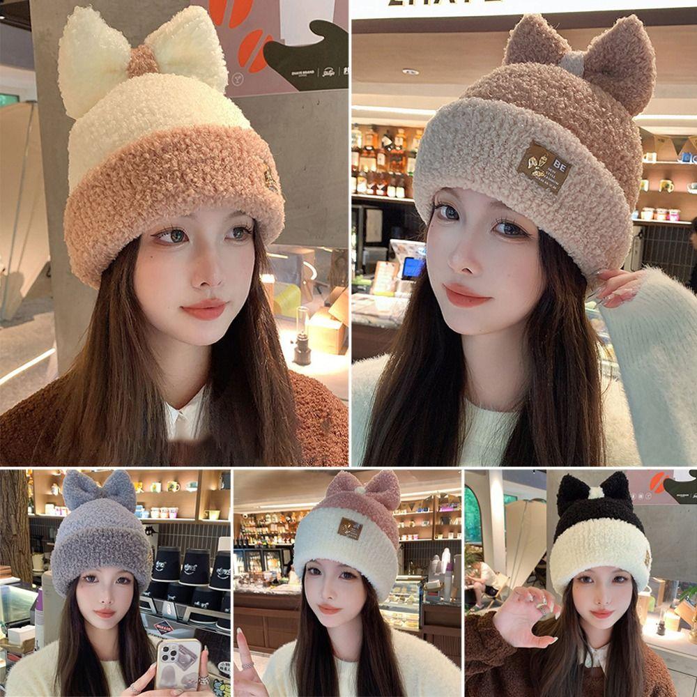 

Cute Plush Hat Warm Skullcap Fashion Beanie Hat Riding Skiing
