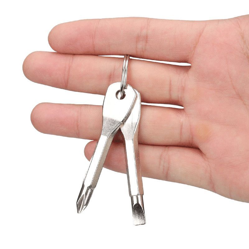 

Портативная отвертка с 2 ключами, прецизионная литая сталь, мини-крестообразный многофункциональный инструмент, незаменимый на открытом воздухе, простой и практичный 2keys белый