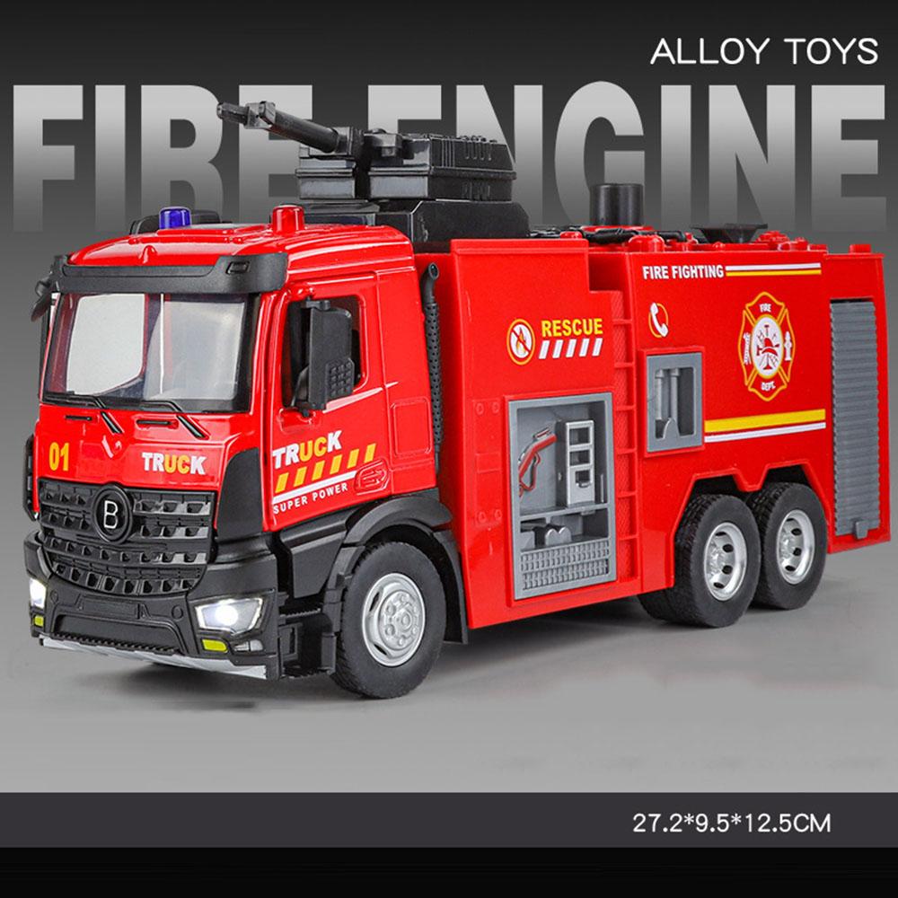 1:24 Ladder Water Tank Fire Truck Alloy Sprinkler Sweeper Model Toys Car Doors Opened Sound Light Pull Back Vehices Boy Kid Gift