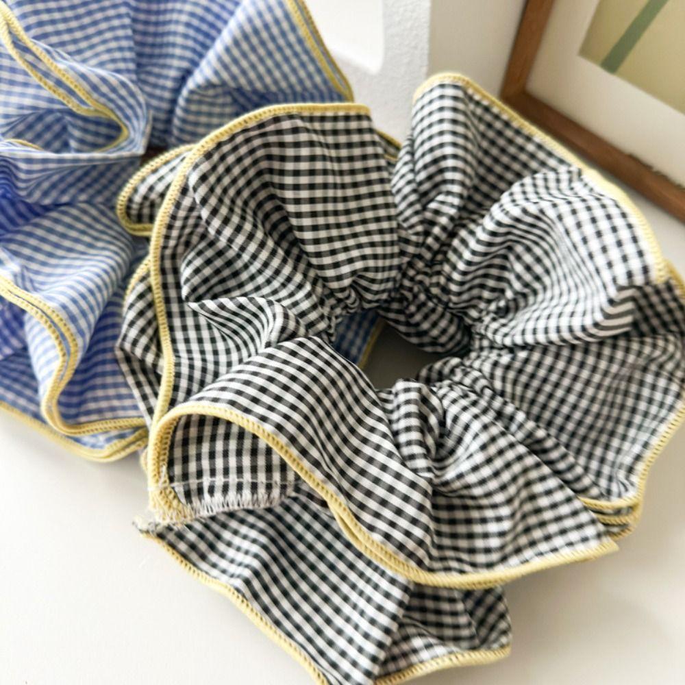 Plaid Big Hair Scrunchie Elastic Hairband Fashion Hair Rope  Women
