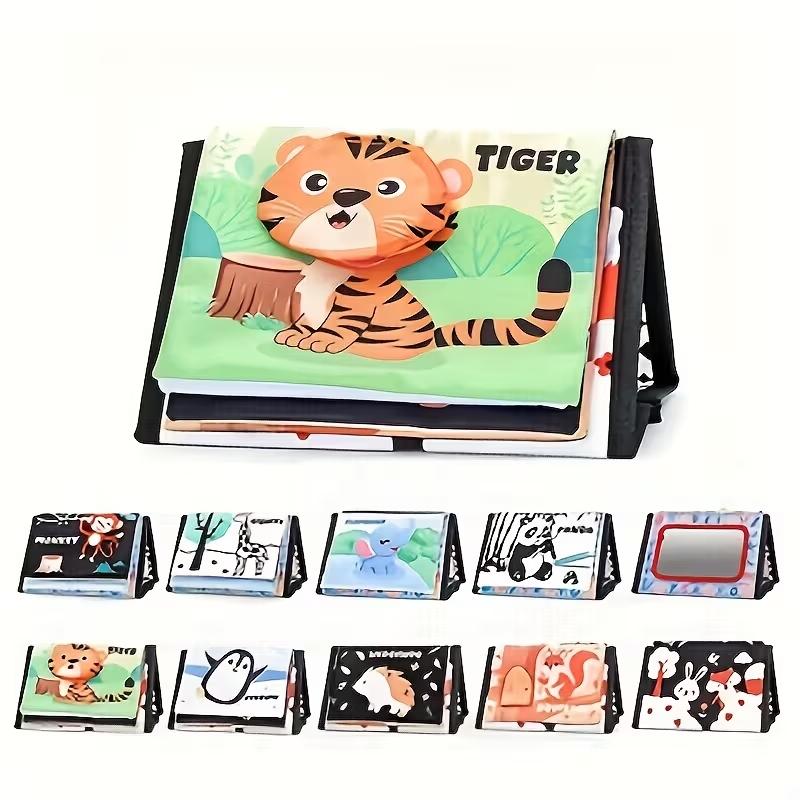 

Мягкая тканевая книжка для выкладывания на животик с искажающим зеркалом, цветные страницы, интерактивная для родителей и детей, раннее развитие, Монтессори-игрушка