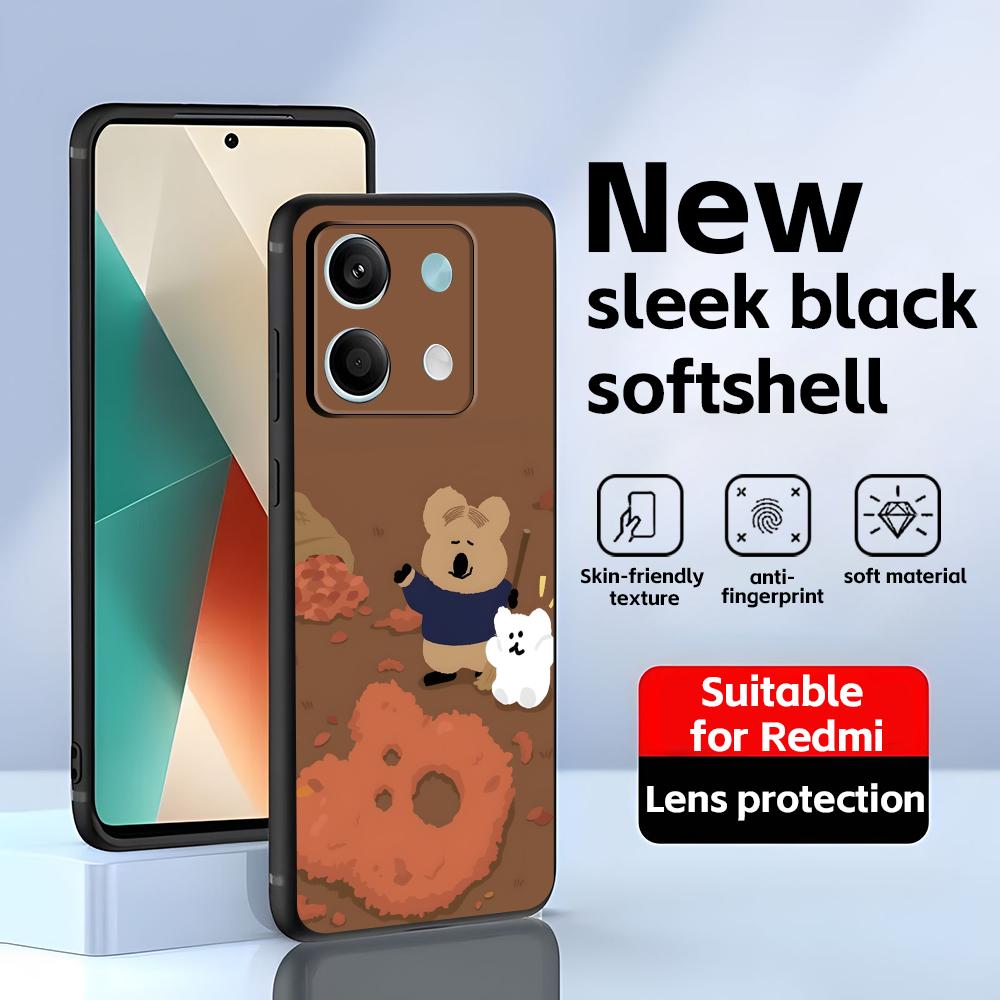 Süße D-Dinotaeng Handyhülle für Redmi Note 14 13 12 11 Pro Plus S 5G 14C A3 Weiche Schwarze Handyhülle