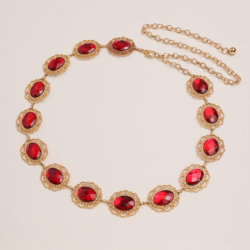 Hollow Metal Stylish Waist Chain With Rhinestone Accents For Women Fashion