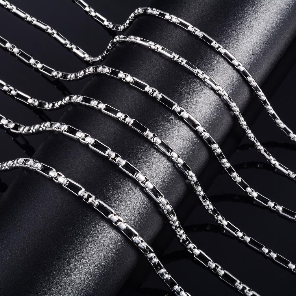 Stainless Steel Necklace Long Square Box Chain for Women Men Metal Neck Jewelry Gift Hip Hop Punk Boy Silver Collar Choker