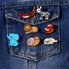 7 Styles Cartoon Mini Animal Enamel Brooches Cute Crab Elephant Snail Zebra Parrot Lion Shaped Pins For Women Girls Badge